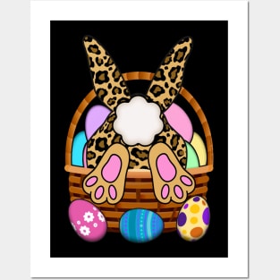 Funny Easter Bunny Leopard Print Easter Basket Posters and Art